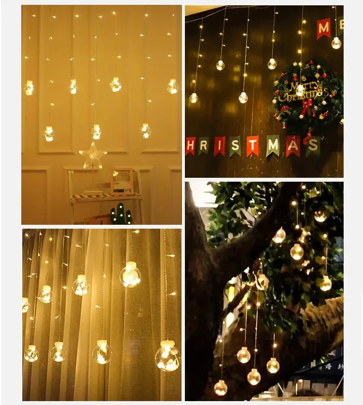 LED Solar Wishing Ball Curtain Lamp Outdoor Waterproof String Lights