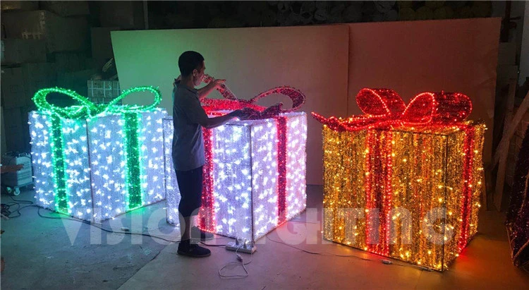 Holiday LED Christmas Lighting 3D Giant Gift Box Decoration for Mall &amp; Street