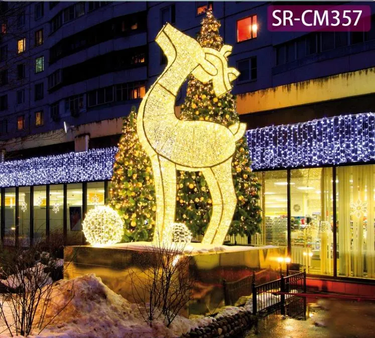 Outdoor Holiday Christmas Decoration 3D Deer Motif Lighting