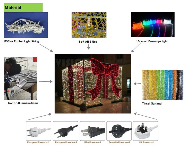 Holiday LED Christmas Lighting 3D Giant Gift Box Decoration for Mall &amp; Street