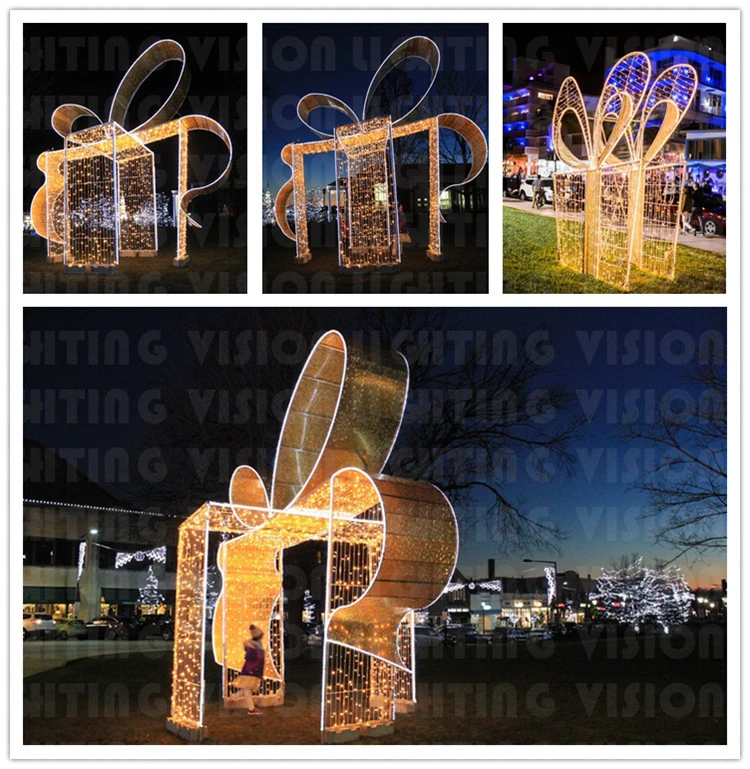 Holiday LED Christmas Lighting 3D Giant Gift Box Decoration for Mall &amp; Street