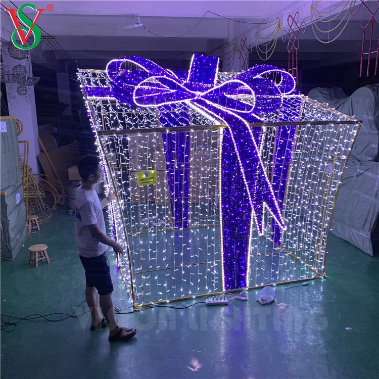 Holiday LED Christmas Lighting 3D Giant Gift Box Decoration for Mall &amp; Street